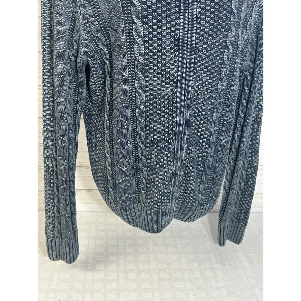 Carbon 2 Cobalt Sweater Sz. XL Men Faded Denim Blue Cable Knit Full Zip Cardigan